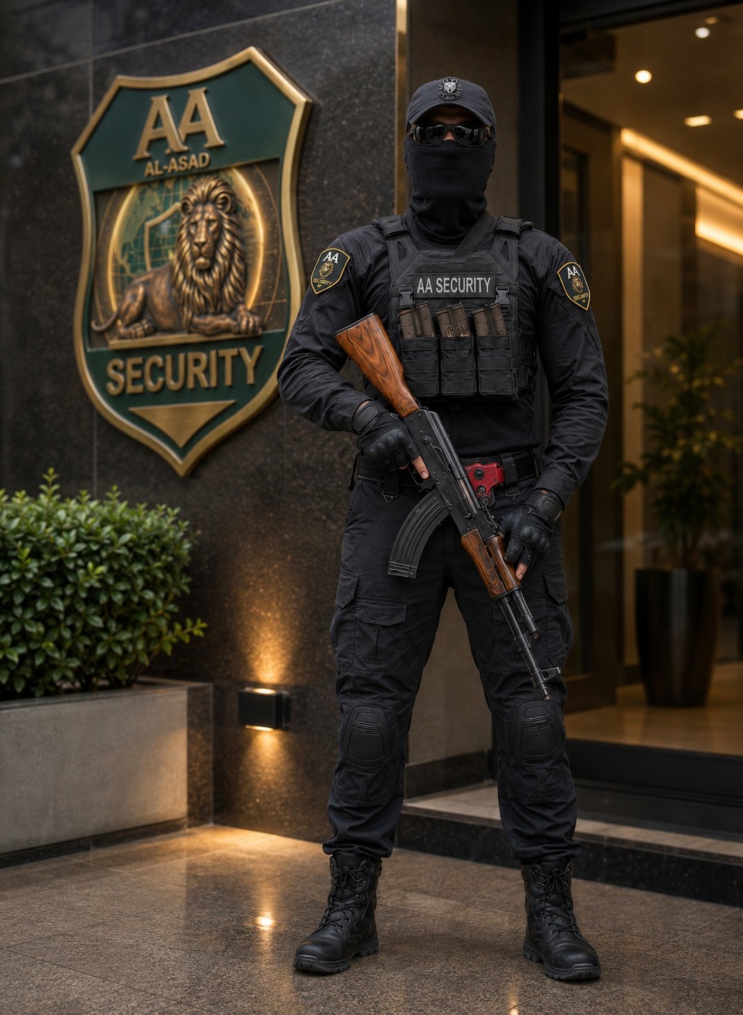 Armed guard at post